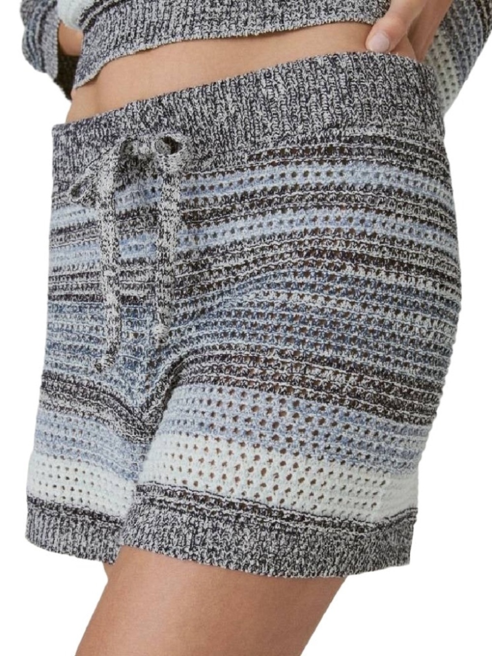 NWT Lucky Brand Striped Oversized Shorts Womens 2XL Crochet Swim Cover-Up Summer